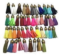 Pamir Tong 100pcs 38mm(1.5'') Multi-Colors Suede Leather Keychain Tassel Jewelry Making Pendants with Plastic Caps for Cell Phone/Earring/Bag/Key Chain Accessory/DIY Charms