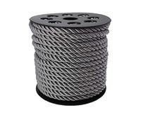 PAMIR TONG 5mm 20 Yards 3 Braided Cord Thread Decorative Twisted Satin Polyester Twine Cord Rope String Thread Shiny Cord Choker Thread DIY Cord Jewelry Findings GD20SC150 (Gray)
