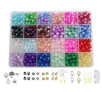 Pamir Tong 720PCS 8mm Crackle Glass Round Beads Bulk, Imitative Jade Beads, Lampwork Beads for Jewelry Making Earring, Necklaces, and DIY Crafts (8mm Crackle Mixed)