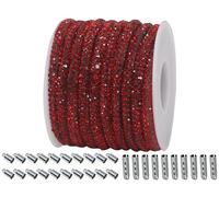 PAMIR TONG Red Rhinestone Glitter Rope 6 Yards 0.2'' Bling Shoe Laces String Shine Cords for Shoes, Jewerlry Making DIY (red 379)