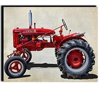 PAMMUQ Paint by Numbers Kits DIY Canvas Oil Painting for Adults Kids Beginner with Brushes and Acrylic Pigment Hand Painted Gifts red Art Tractor Farm ,Frameless