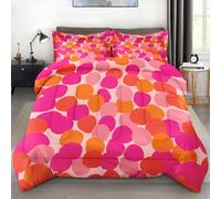 Pamnest Comforter Set King Size, Pink Orange Colorful Soft 3 Pcs Bedding for Kids and Adults, Fruit Retro Leaves Comforter Set with Pillowcase, for Bedroom Bed Decor