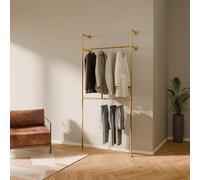 pamo Gold Double Clothes Rail 105 cm - Wall Mounted Clothing Rack for Walk-in Wardrobe & Bedroom | 200 kg Load Capacity