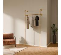 pamo Heavy Duty Gold Clothes Rail 105 cm - Wall Mounted Clothing Rack I 140 kg Load Capacity I Full Length Hanging for Dresses & Coats I Walk-in Wardrobe & Bedroom
