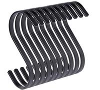pamo S Hooks Black Matt Metal - Set of 10 - Kitchen Hooks Made of Stainless Steel for Hanging Pans in the Kitchen or Clothes on the Clothes Rail S-Hooks Stainless Steel (10, Black)