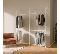 pamo White Double Clothes Rail 201 cm - Wall Mounted Clothing Rack for Walk-in Wardrobe & Bedroom I 360 kg Load Capacity
