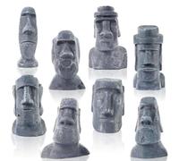 Pamonrueer 8 Pcs Miniature Easter Island Head Statues 2.5 Inch Moai Statue