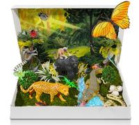 Pamonrueer - Assorted Rainforest Diorama Animal Figures Set, Diorama Supplies, Animals, Model, Trees, DIY, Rainforest Decor for Birthday Gift
