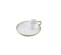 Pampa Bay For Coffee Lovers Titanium-Plated Porcelain Espresso Cup & Plate, 2.5 x 6.5in