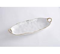 Pampa Bay Golden Handles Deep Long Server, Porcelain, 19.5" x 7.5" 2.5"