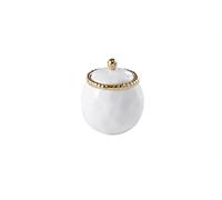 Pampa Bay Golden Salerno Porcelain Covered Sugar Bowl with Beaded Trim, White/Gold