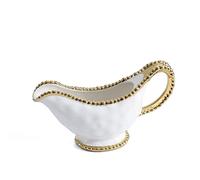 Pampa Bay Golden Salerno Porcelain Gravy Boat with Titanium Beaded Trim, White/Gold