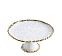 Pampa Bay Golden Salerno Titanium-Plated Porcelain 11-inch Round Cake Stand, White/Gold