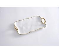 Pampa Bay Golden Handles Small Platter, Porcelain, 13.5" x 7.75" x 1.75"
