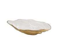 Pampa Bay Porcelain Large Oyster Bowl, 13.25 x 8.25 Inch, White/Gold Tone, Oven and Dishwasher Safe