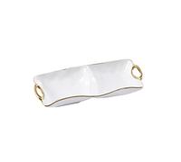 Pampa Bay Titanium-Plated Porcelain Golden Handles 2-Section Server, 12.5 x 5.5 x 2in