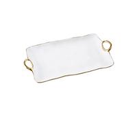 Pampa Bay Titanium-Plated Porcelain Golden Handles Large Platter, 17.5 x 9.5 x 1.75in