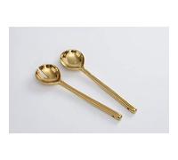 Pampa Bay Wood Look Titanium-Plated Porcelain Gold Salad Server Set, 10.5 Inch