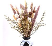 Pampas Dried Natural Flower Decoration 63 Pcs DIY Dried Flowers Bouquet Ideal for Boho Living Room Wedding Bedroom and Vases (LZGSGO-0103)