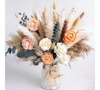 Pampas Grass Dried - Natural Dried Flowers Decoration, Fluffy Dried Flowers Dried Flowers, Dried Flower Bouquet for Wedding Table Living Room Vases Boho Home Decor