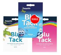 PampasHub Blu Tack Reusable Adhesive Bundle, 3 Pack, Blue 60g Pink 48g White 60g, Original Multipurpose Sticky Putty
