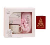 Pamper Gift Set for Women - Mug, Satin Sleep Mask, Scrunchie & Hot Chocolate Mixes - Relaxation Self-Care Gift, Cozy Winter Treat Set, Christmas Gifts for Women, Mum