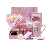 Pamper Gifts for Women, Unique Friend Gifts for Her, Unique Self Care Package Relaxation Spa Bath Set for Girls, Spa Bath Set Bath Bombs Candle Present Set, Birthday Mothers Day Gift Box (A)
