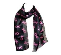 Pamper Yourself Now Black Long Breast Cancer Awareness Satin Stripe Scarf Stole Wrap Neck