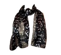 Pamper Yourself Now Black Musical Notes Scarf with White Notes