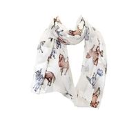 Pamper Yourself Now Cream Running Horse Shiny Thin Pretty Scarf