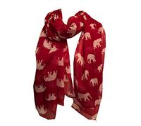 Pamper Yourself Now Elephant animal print women's scarf great gift/present. (red with white)