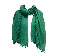 Pamper Yourself Now Green Plain Scarf/wrap with bobbles