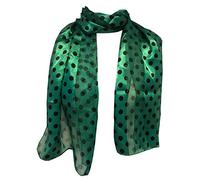 Pamper Yourself Now Green with Black Medium spot Thin Pretty Scarf. Lovely with Any Outfit