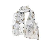 Pamper Yourself Now Grey Shiny cat Scarf with Multi-Coloured Cats Thin Scarf.