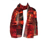 Pamper Yourself Now Musical Notes and Instruments Design Thin Shiny Scarf (Red)