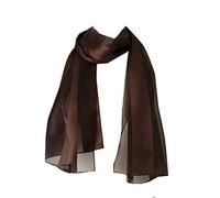 Pamper Yourself Now Plain coloured Chiffon and Satin Striped Scarf Thin Pretty Scarf, lovely Gift/present. (dark brown)