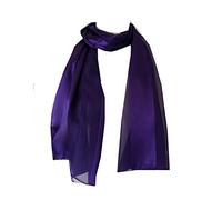 Pamper Yourself Now Plain coloured Chiffon and Satin Striped Scarf Thin Pretty Scarf, lovely Gift/present. (purple)