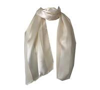Pamper Yourself Now Plain Cream Faux Chiffon and Satin Style Striped Scarf Thin Pretty Scarf Great for Any Outfit Lovely Gift