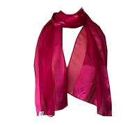 Pamper Yourself Now Plain Fuchsia Pink Faux Chiffon and Satin Style Striped Scarf Thin Pretty Scarf Great for Any Outfit