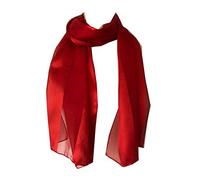 Pamper Yourself Now Plain red Faux Chiffon and Satin Style Striped Scarf Thin Pretty Scarf Great for Any Outfit Lovely Gift