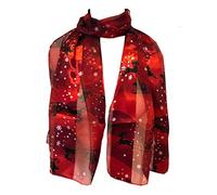 Pamper Yourself Now Red with Snowflakes and Santa on a Sledge Design Thin Pretty Christmas Scarf