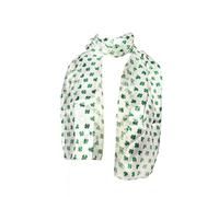 Pamper Yourself Now White with Green Four Leaf Clover Scarf Thin Pretty Scarf