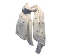 Pamper Yourself Now White with Silver Bumble Bees Long Scarf. Great Present/Gift for bee Lovers.