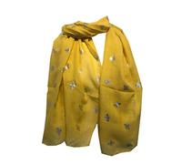 Pamper Yourself Now Yellow with Silver Bumble Bees Long Scarf. Great Present/Gift for bee Lovers.