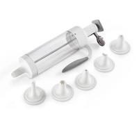 Pampered Chef Easy Accent Decorator - 6 Piece Round Piping Tip Set - White Plastic Decorator