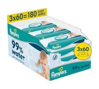 Pampers 99% Water Baby Wipes, 180 Count | 99% Water & 1% pH Balancing Lotion, Helps Restore Natural Skin pH, Approved by Skin Health Alliance Dermatologists