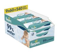 Pampers 99% Water Baby Wipes, 540 Count | 99% Water & 1% pH Balancing Lotion, Helps Restore Natural Skin pH, Approved by Skin Health Alliance Dermatologists
