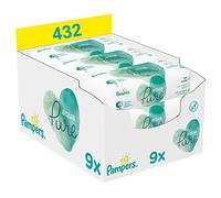 Pampers Aqua Pure Baby Wipes 9 Packs of 48 Wipes = 432 Baby Wipes Made with 99% Pure Water, Dermatologically Tested