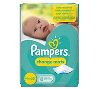 Pampers Baby Change Mat, 12 Portable Nappy Changing Mats & Covers, Super Absorbent Core And Waterproof Back Sheet, 60 x 60 cm