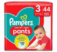 Pampers Baby-Dry Nappy Pants Size 3, 44 Nappies, 6kg-11kg, Essential Pack